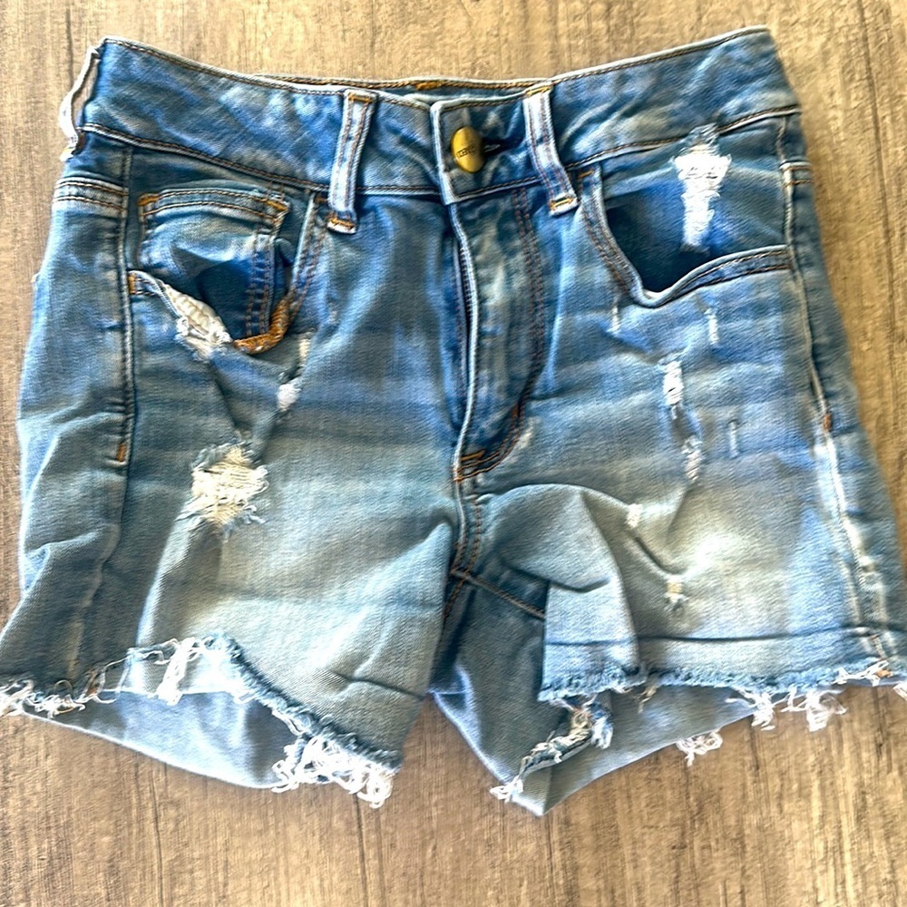 American Eagle Hi Rise Shortie Jean Shorts Size 2